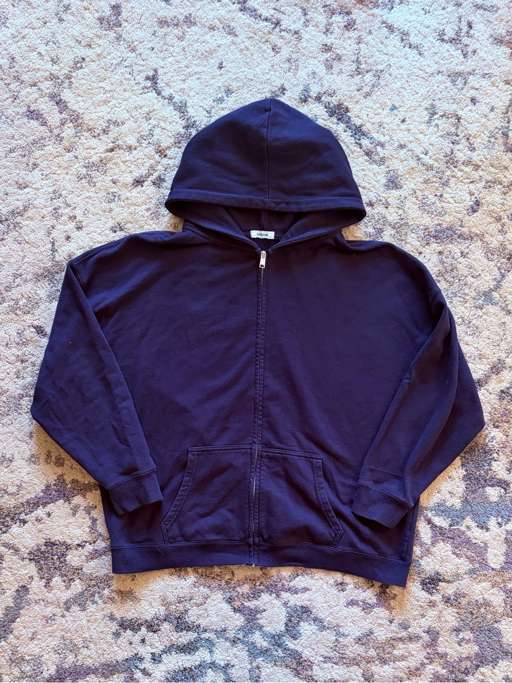 Garage Navy Blue Zip Up Hoodie - Picture 2 of 4